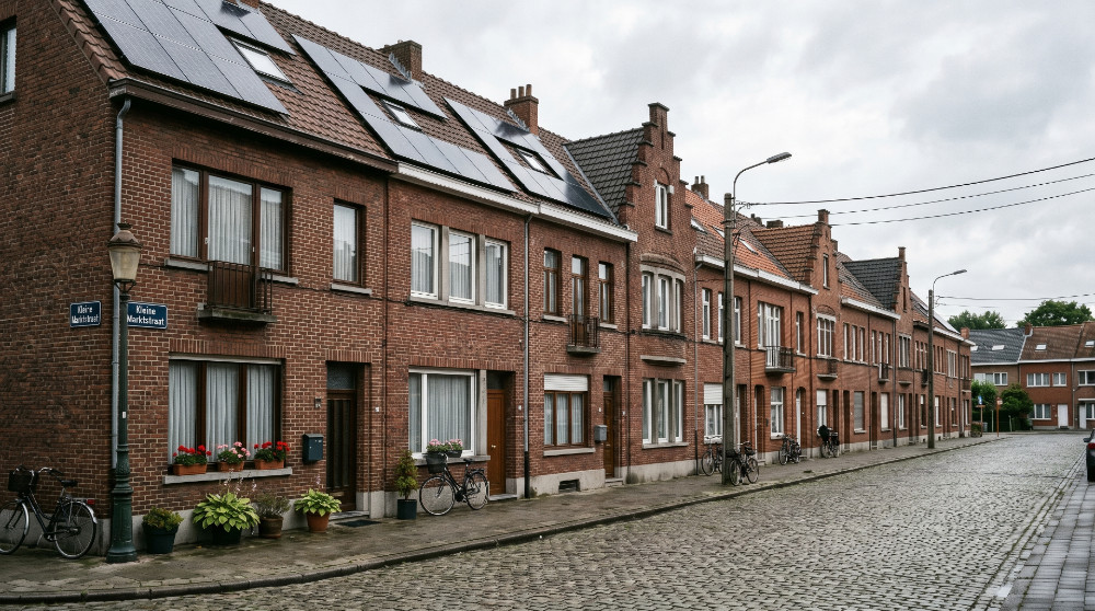 Vlaamse rijwoningen met zonnepanelen
