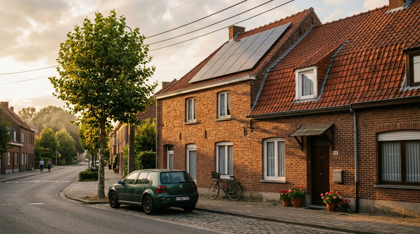 Vlaamse rijwoning met zonnepanelen